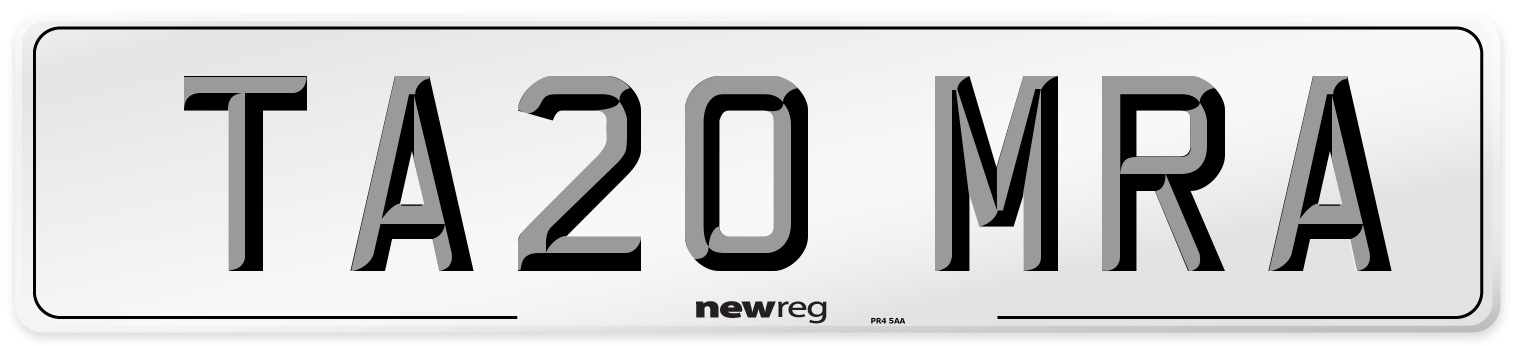 TA20 MRA Number Plate from New Reg